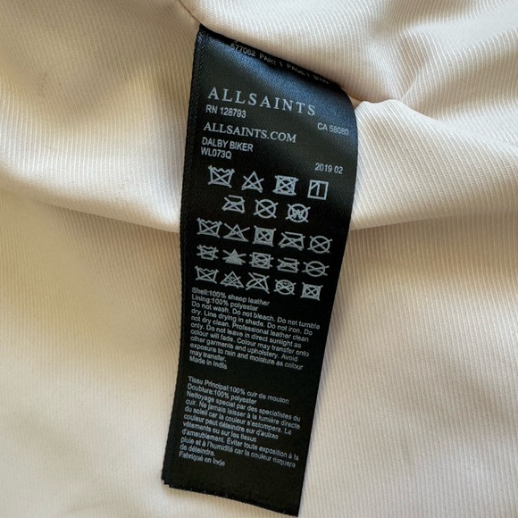 All Saints Dalby Slim Fit Biker Jacket Lamb Leather Blush pink Size 2 Zipper - Picture 9 of 15